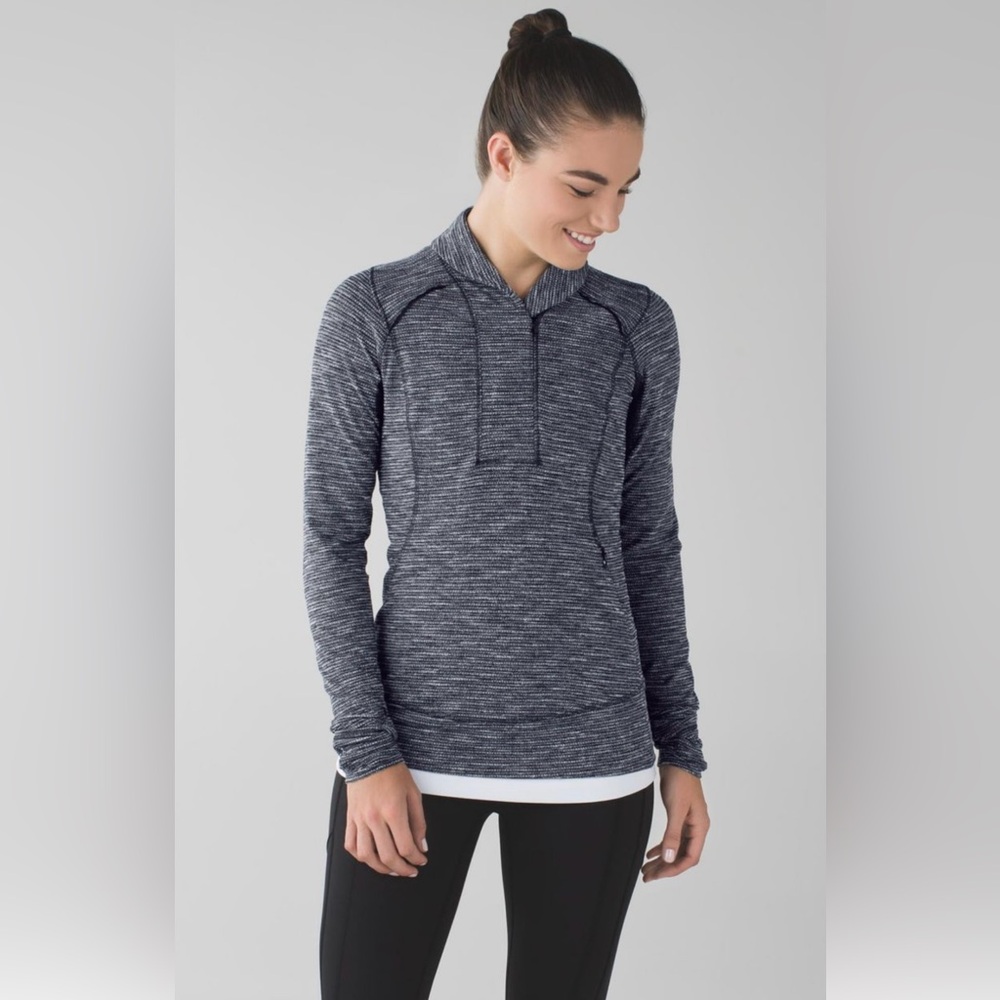 Lululemon Think Fast Pullover in Coco Pique Black EUC Sz 12